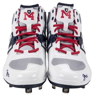 Yadier Molina Game Issued and Signed New Balance Cleats - White and Blue (Molina LOA)